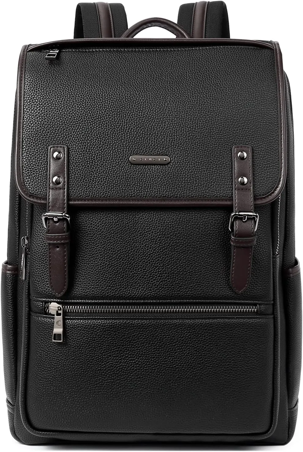 CLUCI Genuine Leather Laptop Backpack for Men 15.6 Inch Business Travel Large Vintage Office Bag Flap Shoulder Bags Black