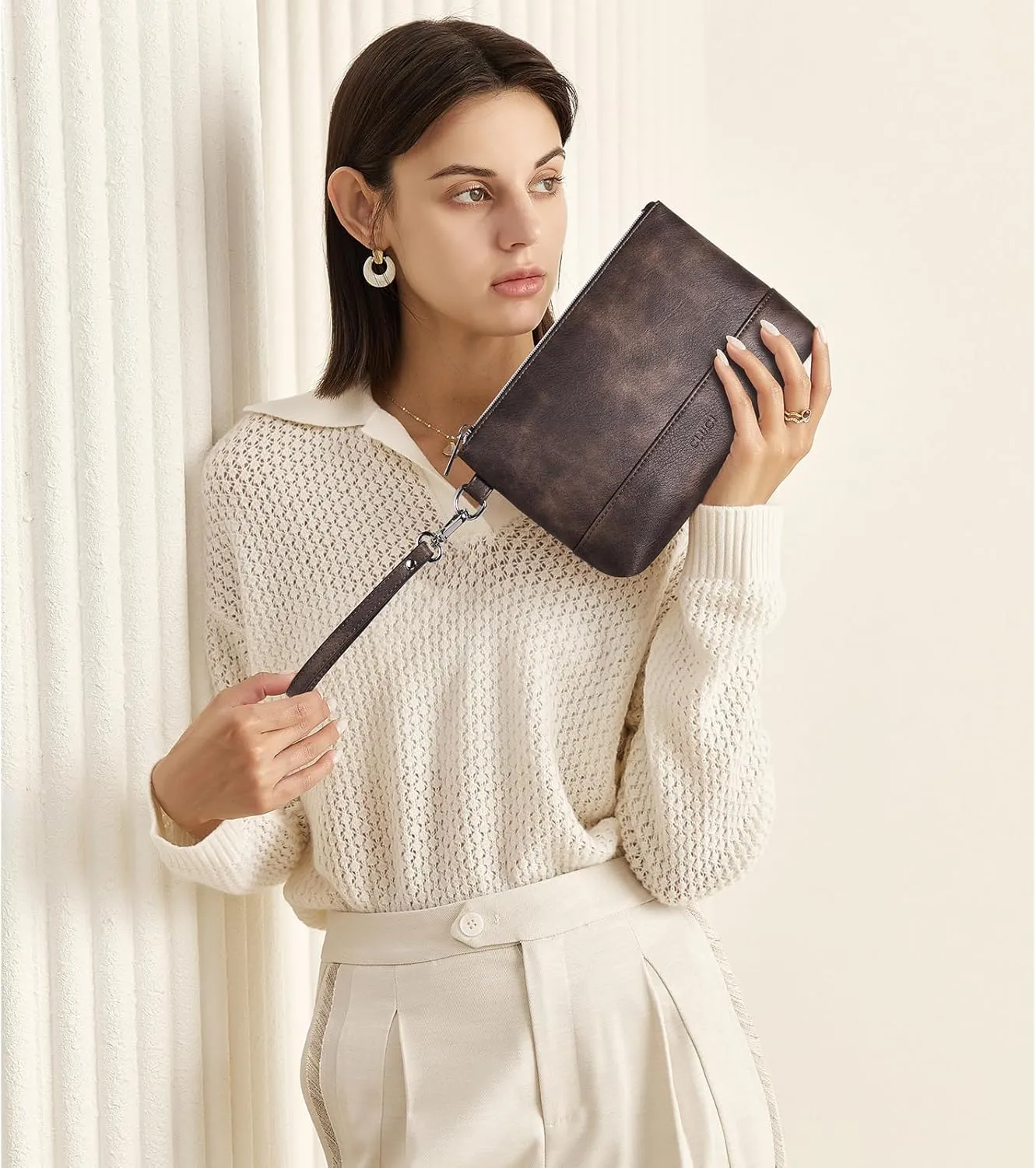 CLUCI Wristlet Wallet for Women Large Capacity Leather Clutch Purse Slim Ladies Travel Credit Card Holder Phone Organizer