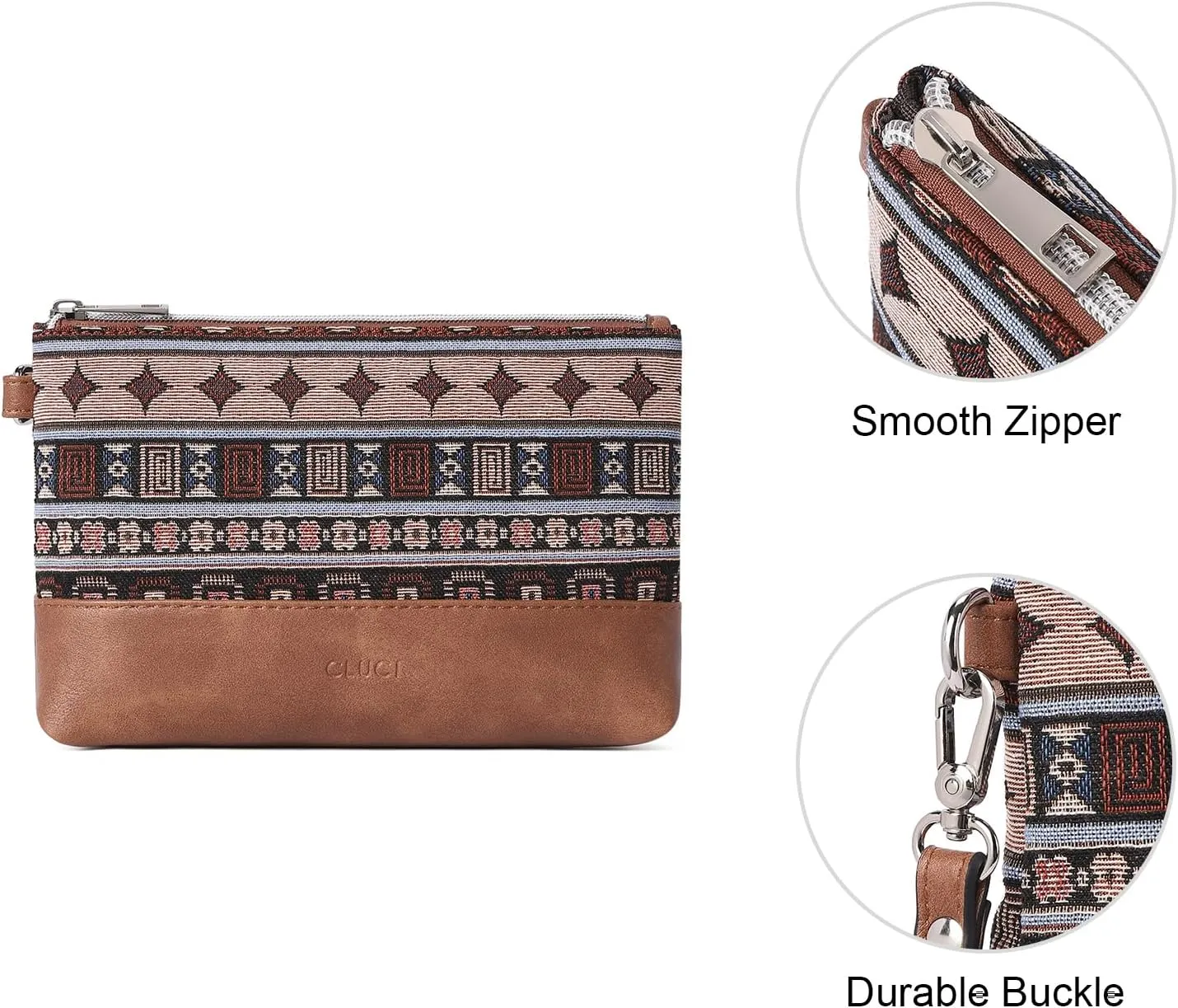 CLUCI Wristlet Wallet for Women Large Capacity Leather Clutch Purse Slim Ladies Travel Credit Card Holder Phone Organizer