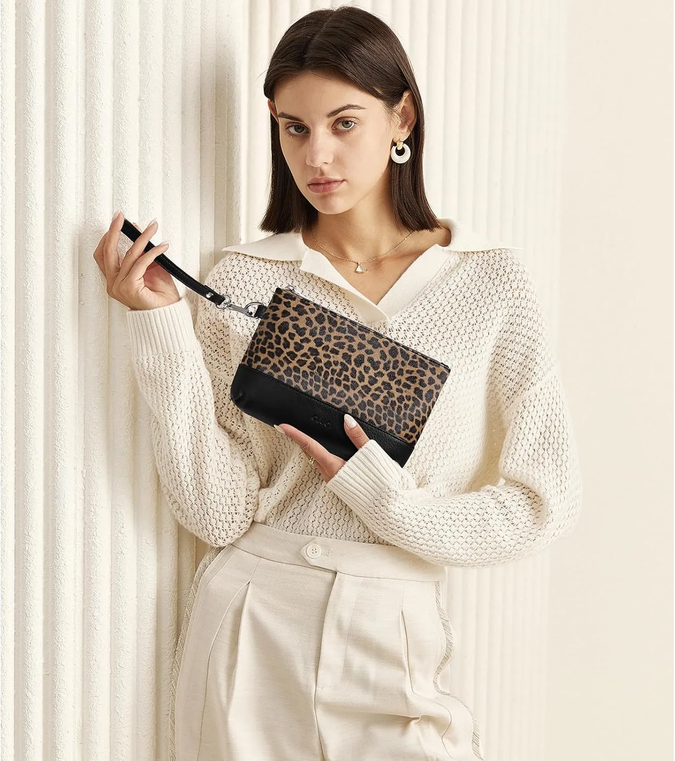 CLUCI Wristlet Wallet for Women Large Capacity Leather Clutch Purse Slim Ladies Travel Credit Card Holder Phone Organizer