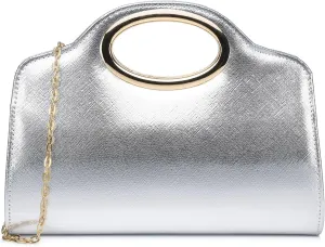 Clutch Purses for Women Cut Out Handle Clutch PU Leather/Straw Evening Bag for Wedding Party and Prom