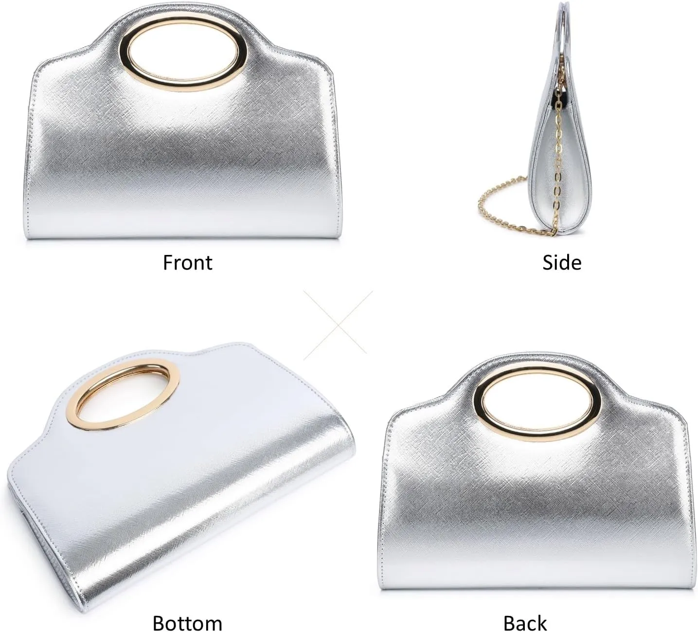 Clutch Purses for Women Cut Out Handle Clutch PU Leather/Straw Evening Bag for Wedding Party and Prom