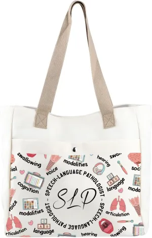 CMNIN SLP Gifts Speech Pathology Tote Bag Speech Language Pathologist Gifts SLP Graduation Gift Medical SLP Shopping Tote Bag