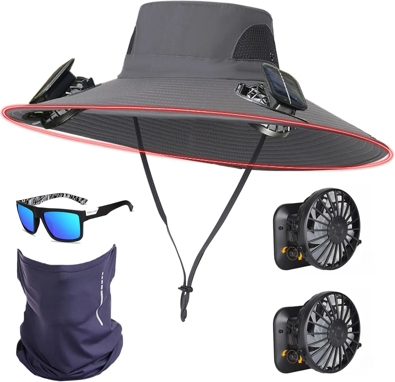 COLITT - Colitt Fishing hat,Colitt - Fishing Hat with Built in Fan,Wide Brim Solar Fan Outdoor Fishing hat-Solar & USB charg