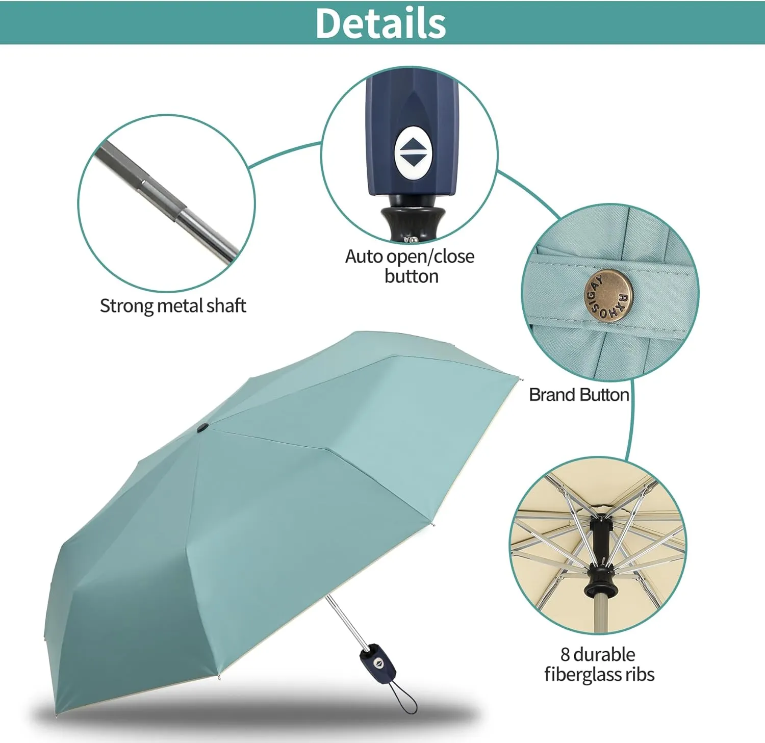 Color Glue Coating Sun Umbrella UV Protection Compact Folding Windproof Parasols Travel Auto Open Close Blocking UV 99.98%
