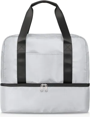 Color Mushroom Fungus Plant Printing Travel Bag Double Tier Zip Closure Weekender Bag with Leather Handle Waterproof Sports Tote Gym Bag for Swim Beach Gym Yoga