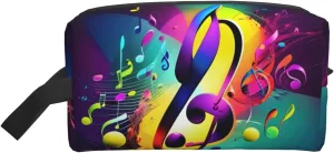 Colorful Musical Notes Print Toiletries Makeup and Daily Essentials Large Capacity Zippered Storage Travel Bag