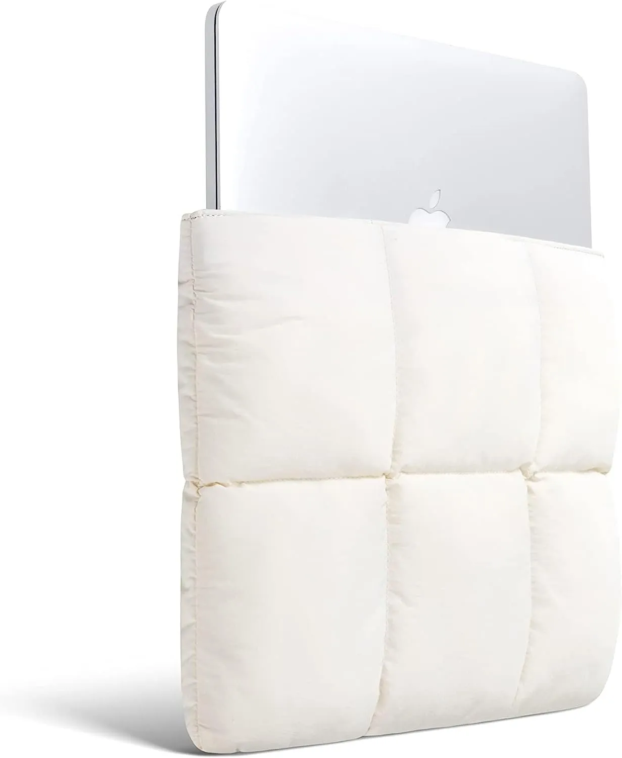 Comfyable Puffy Laptop Sleeve 13 Inch 14 Inch, Quilted Puffer Laptop Carrying Case, Pillow Case Compatible with MacBook Air M4 2025 M3 M2 M1, MacBook Pro M4 Pro/Max, Rice