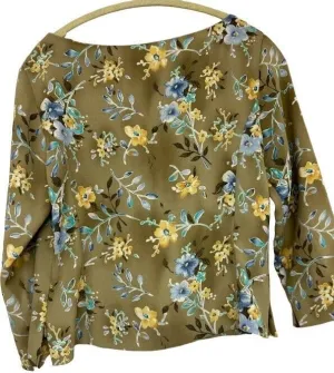 Compatible with Harve Benard Womens Round Neck Long Sleeves Multicolor Floral Top Size S