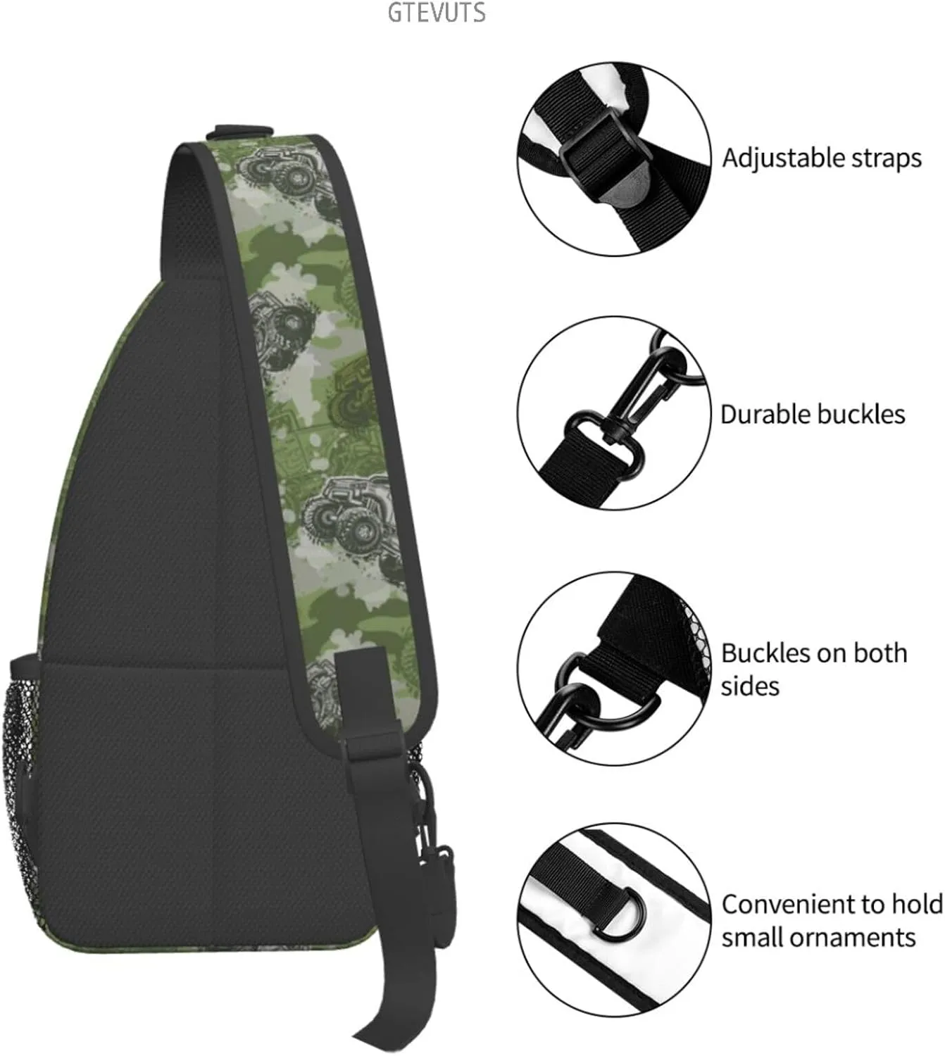 Cool Trucks Sling Backpack Chest Bag Crossbody Shoulder Bag Gym Cycling Travel Hiking Daypack For Men Women