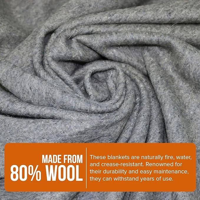 copa Outdoors Extra Large 4.5 lbs Wool Blanket 90"x66" Camping Blanket Thick Outdoor Blanket w Carry Strap and Front Cell Phone Pocket Camping Blankets for Cold Weather