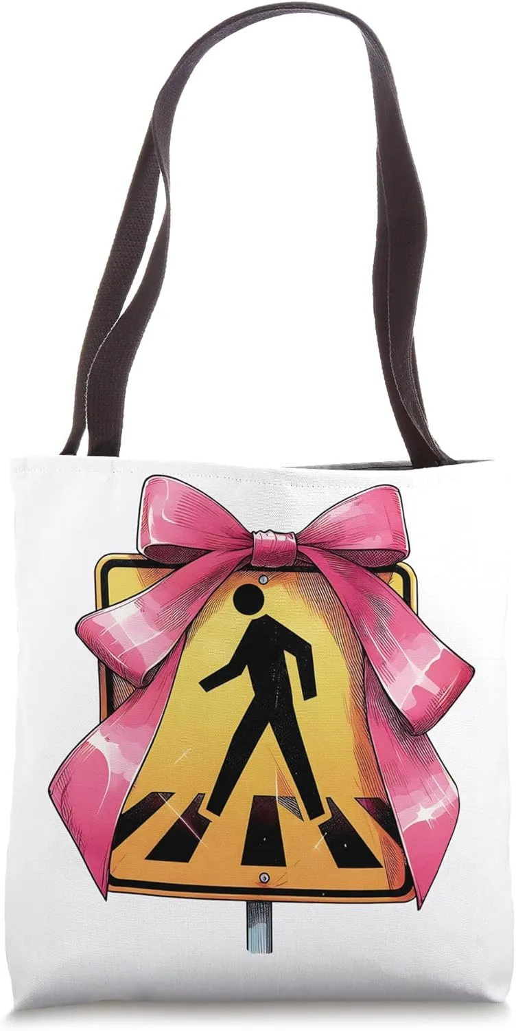 Coquette Bow Crossing Guard School Girl Mom Mother's Day Tote Bag
