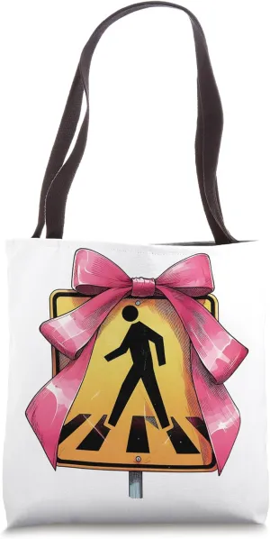 Coquette Bow Crossing Guard School Girl Mom Mother's Day Tote Bag
