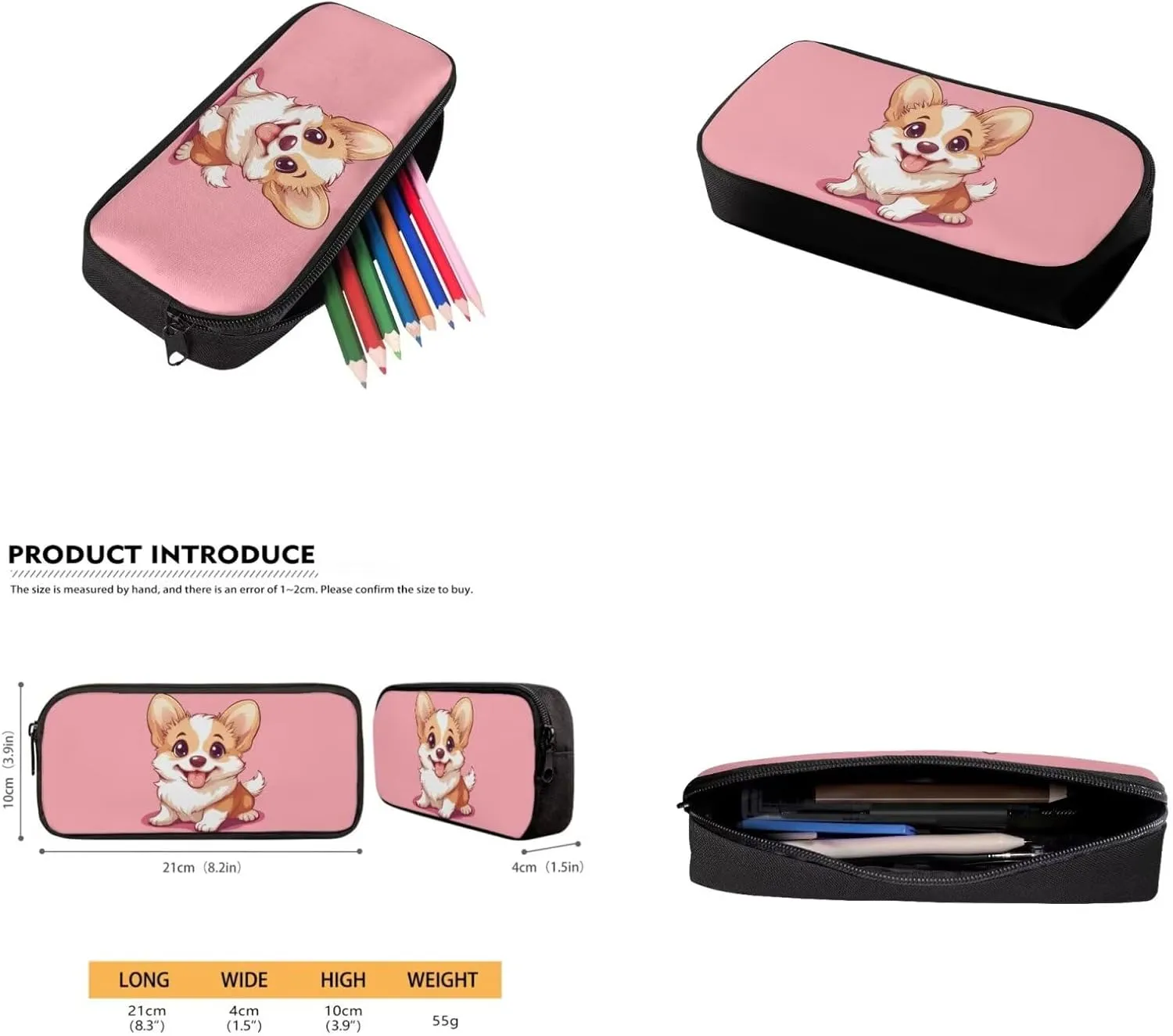 Corgi Backpack for School Girls 5th Grade 4 Pcs Set Kids Bookbags with Lunch Box Pencil Case and Water Bottle Sleeve Cute School Backpacks for Elementary Girls Book Bag