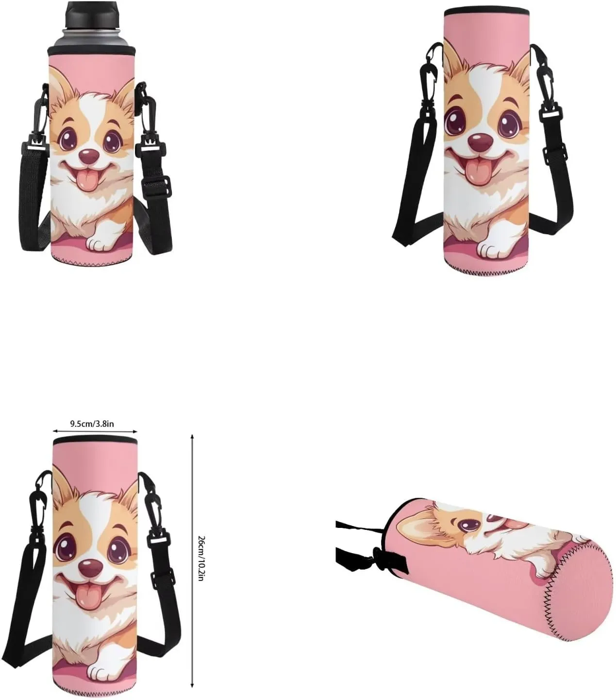 Corgi Backpack for School Girls 5th Grade 4 Pcs Set Kids Bookbags with Lunch Box Pencil Case and Water Bottle Sleeve Cute School Backpacks for Elementary Girls Book Bag