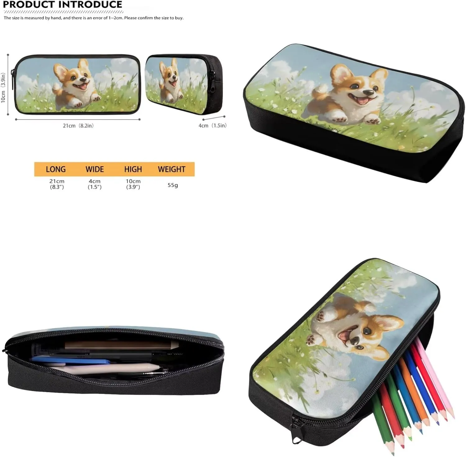 Corgi Backpack with Lunchbox Lovely School Bags for Girls 10-12 Years Old Lightweight Elementary Kindergarten Bookbag for Girls Cute 4 Piece Backpack Set 3rd Grade