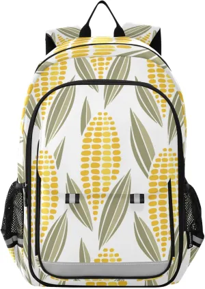 Corn Cob Pattern Backpack Boys Girls Elementary School Bags Bookbags Laptop Backpack Travel Daypack Safe Reflective Stripes