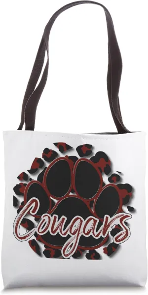 Cougar Maroon Black Cheetah School Sports Fan Team Spirit Tote Bag