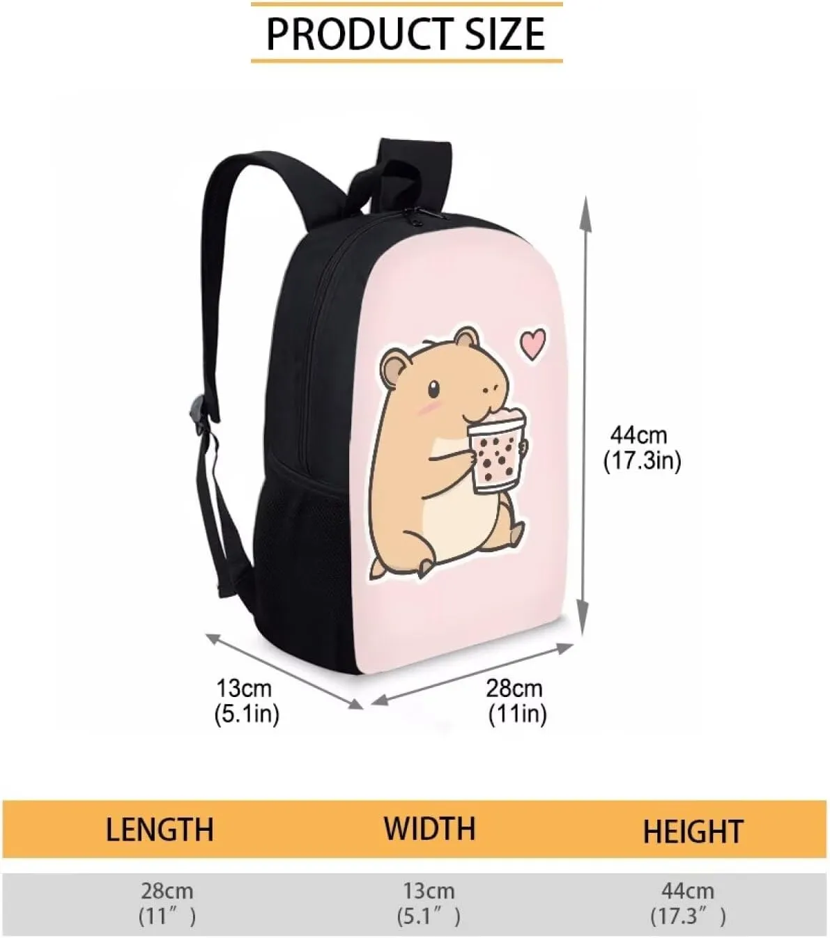 Cozeyat Milk Capybara Backpack for School Girls 2Nd Grade 4 Pcs Kids Bookbag Lightweight Preschool Backpack for Girls Age 6-8 Kids Travel Book Bag Hiking Daypack