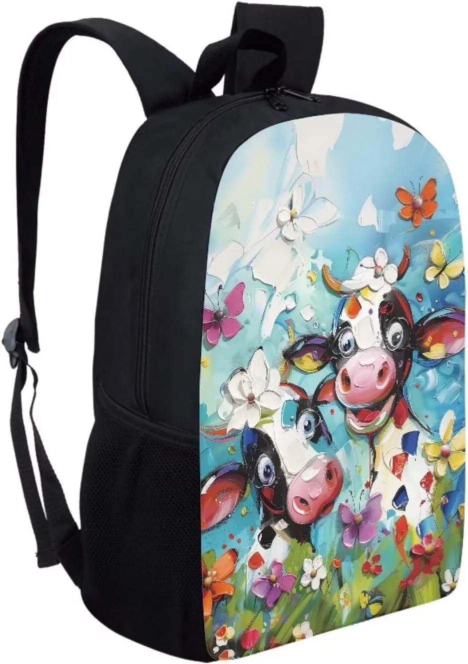 Cozeyat School Backpack for Teenager Student,Cartoon Cow Design Boys Girls Book Back Pack,Large Capacity Sport Travel Satchel,Washable