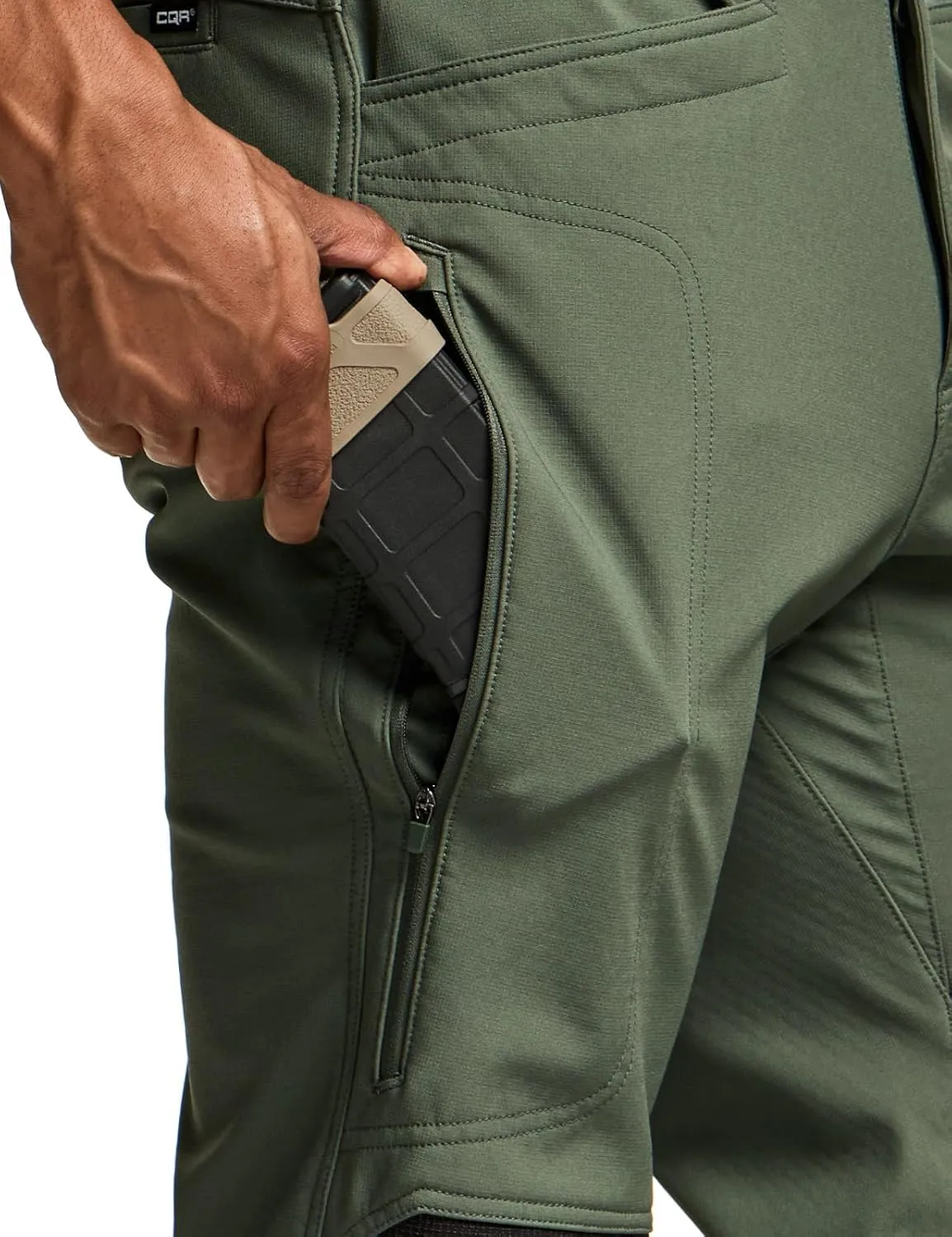CQR Men's Winter Waterproof Softshell Fleece-Lined Snow Ski Pants, Thermal Outdoor Cargo Work Hiking Pants