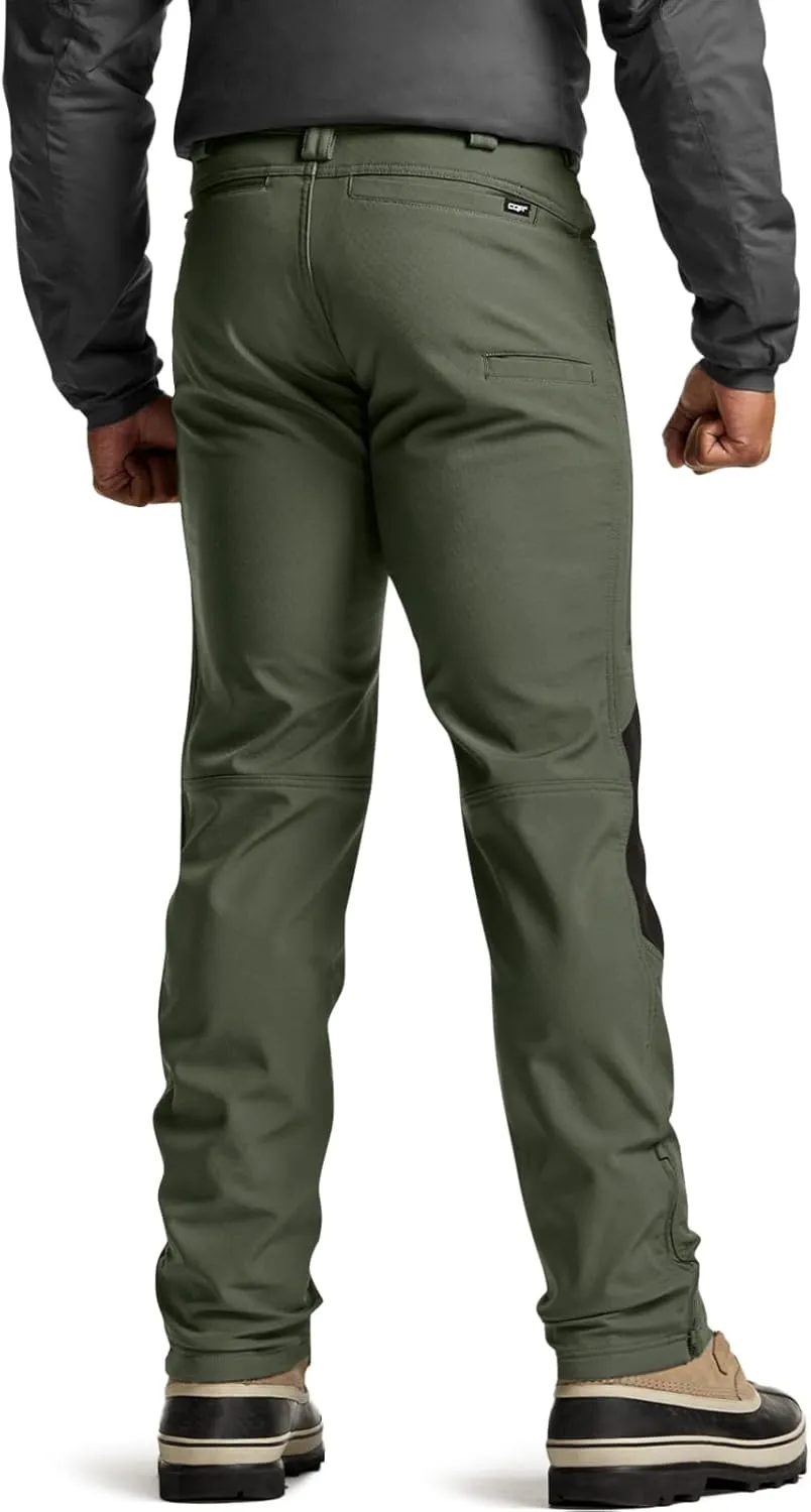CQR Men's Winter Waterproof Softshell Fleece-Lined Snow Ski Pants, Thermal Outdoor Cargo Work Hiking Pants