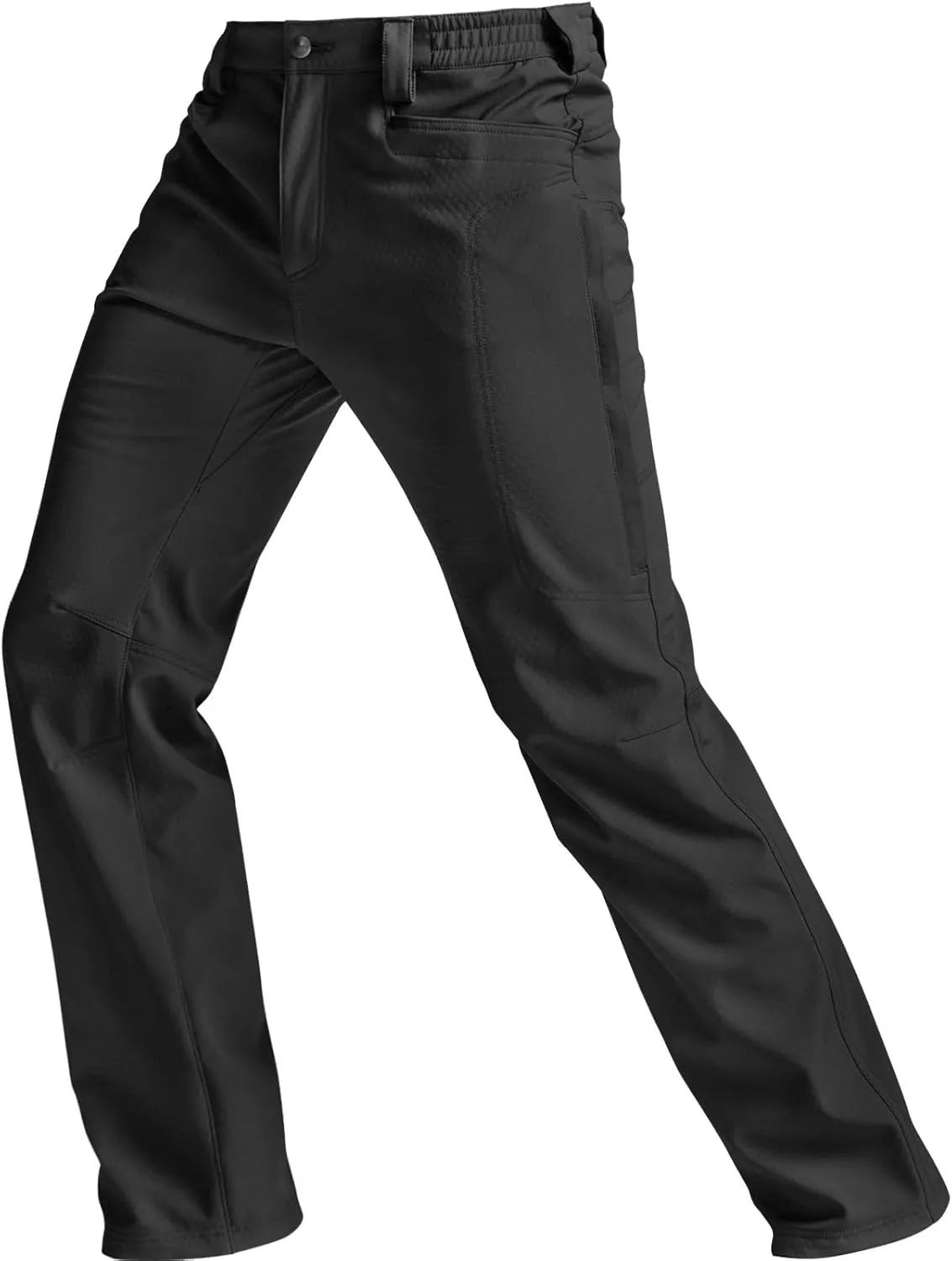 CQR Men's Winter Waterproof Softshell Fleece-Lined Snow Ski Pants, Thermal Outdoor Cargo Work Hiking Pants