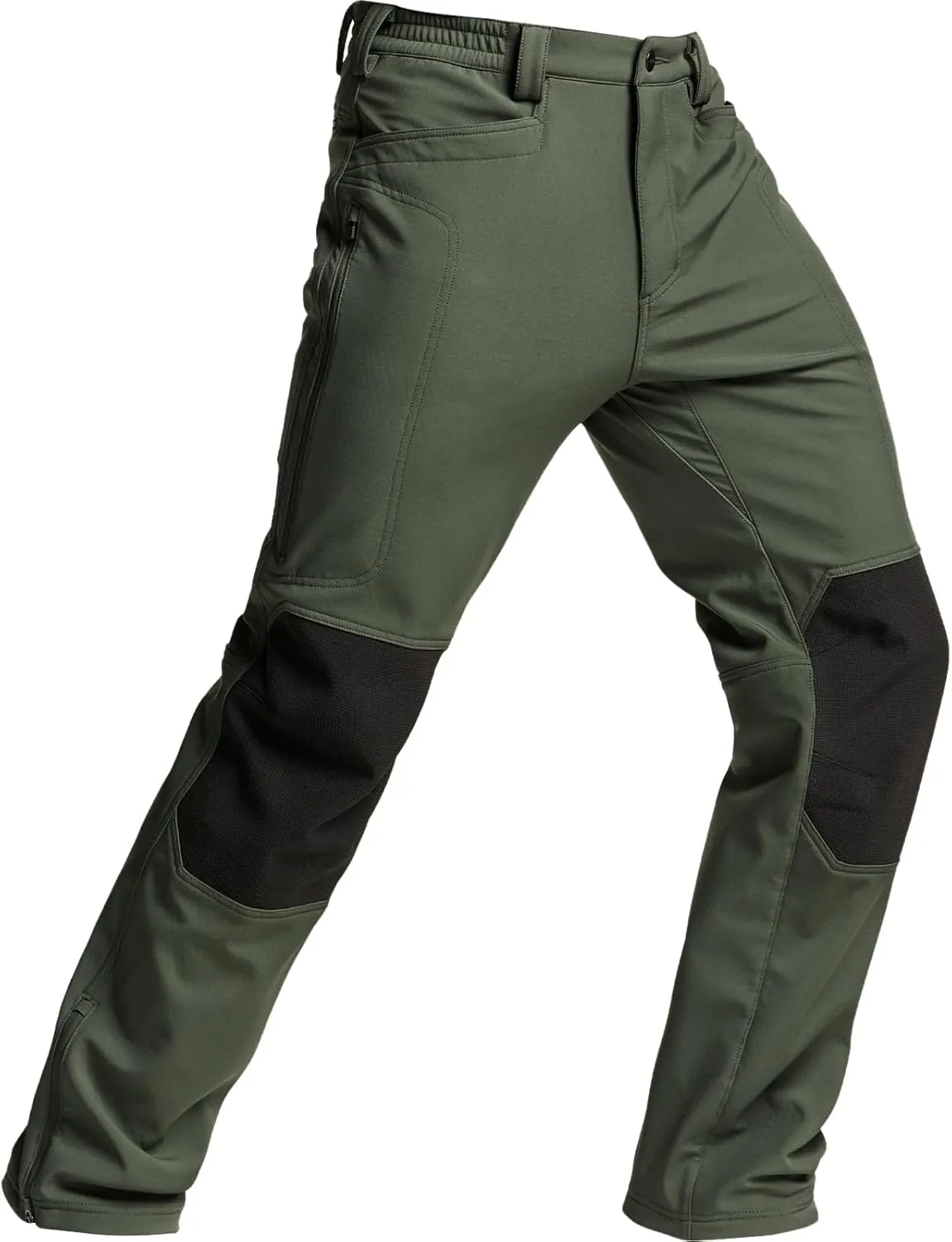 CQR Men's Winter Waterproof Softshell Fleece-Lined Snow Ski Pants, Thermal Outdoor Cargo Work Hiking Pants