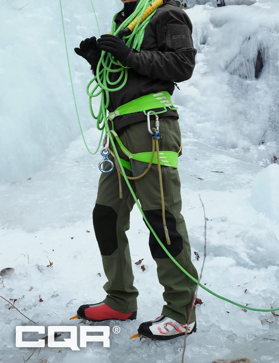 CQR Men's Winter Waterproof Softshell Fleece-Lined Snow Ski Pants, Thermal Outdoor Cargo Work Hiking Pants