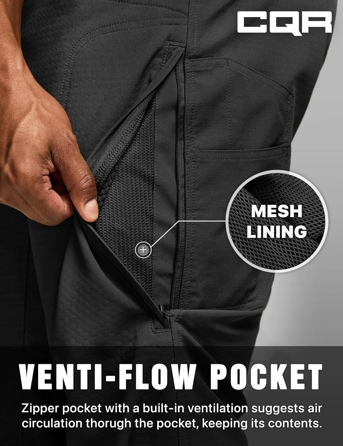 CQR Men's Winter Waterproof Softshell Fleece-Lined Snow Ski Pants, Thermal Outdoor Cargo Work Hiking Pants
