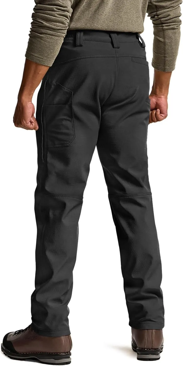 CQR Men's Winter Waterproof Softshell Fleece-Lined Snow Ski Pants, Thermal Outdoor Cargo Work Hiking Pants