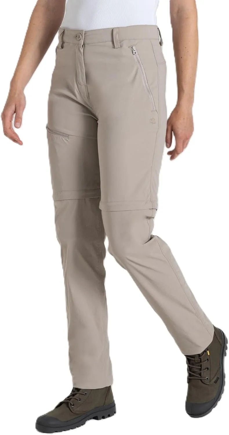 Craghoppers Womens Insect Shield Pro Convertible Pant III | Bug Protection for Travel, Hiking and Outdoors, Soft Mushroom, 16 x 31