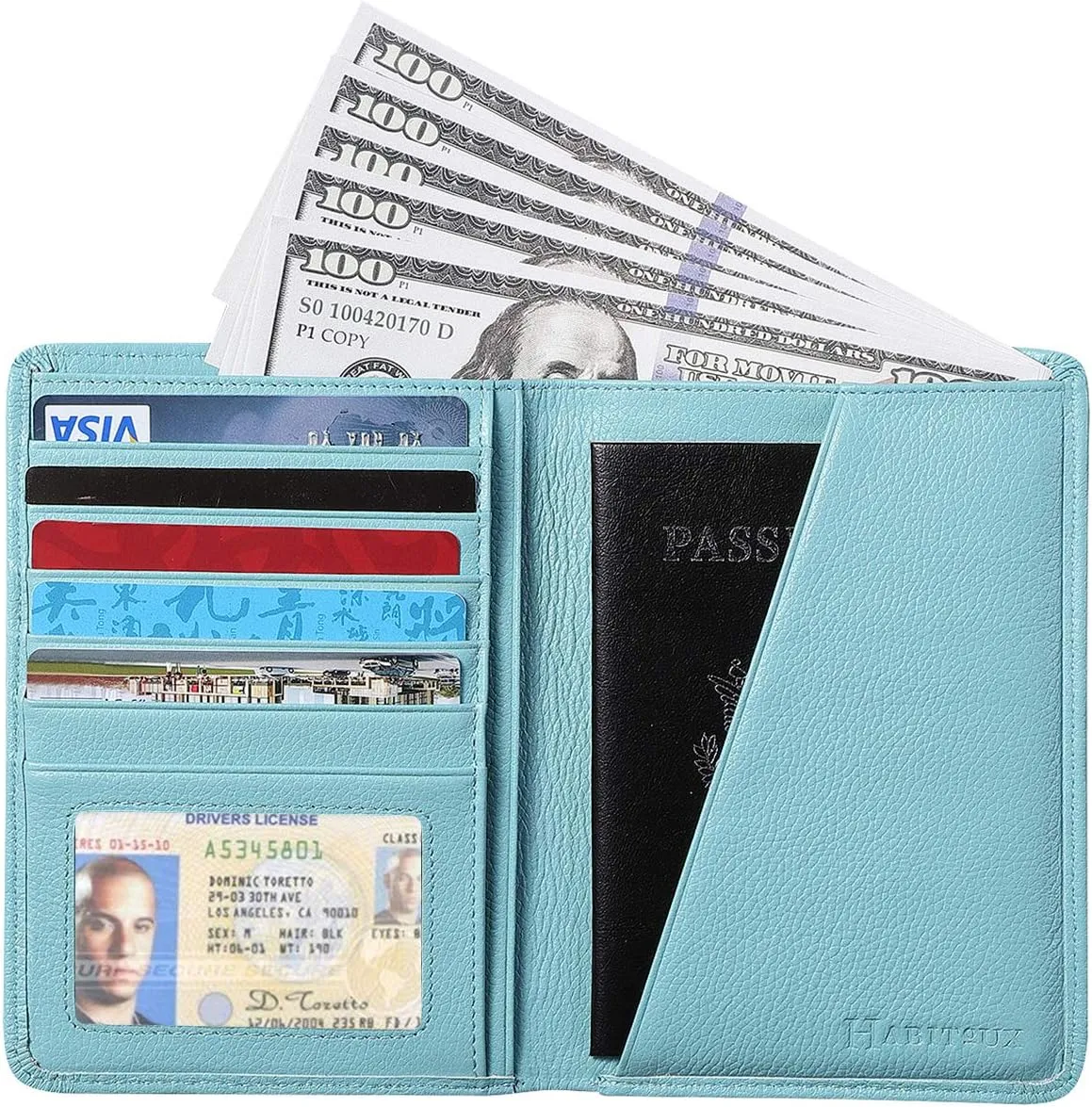 Crazy Horse Genuine Cow Leather Passport Holder Travel Wallet Card Holder - RFID Blocking Bifold Wallet for Men and Women