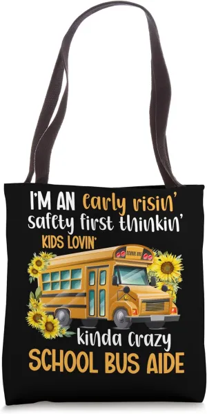 Crazy School Bus Aide Appreciation Bus Aide Tote Bag
