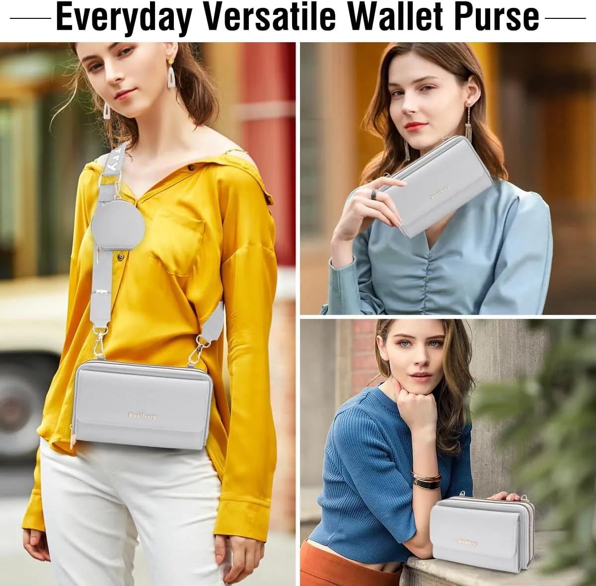 Crossbody Bag for Women Small Shoulder Handbag Leather Cell Phone Purse Wristlet Clutch Wallet with Card Slots