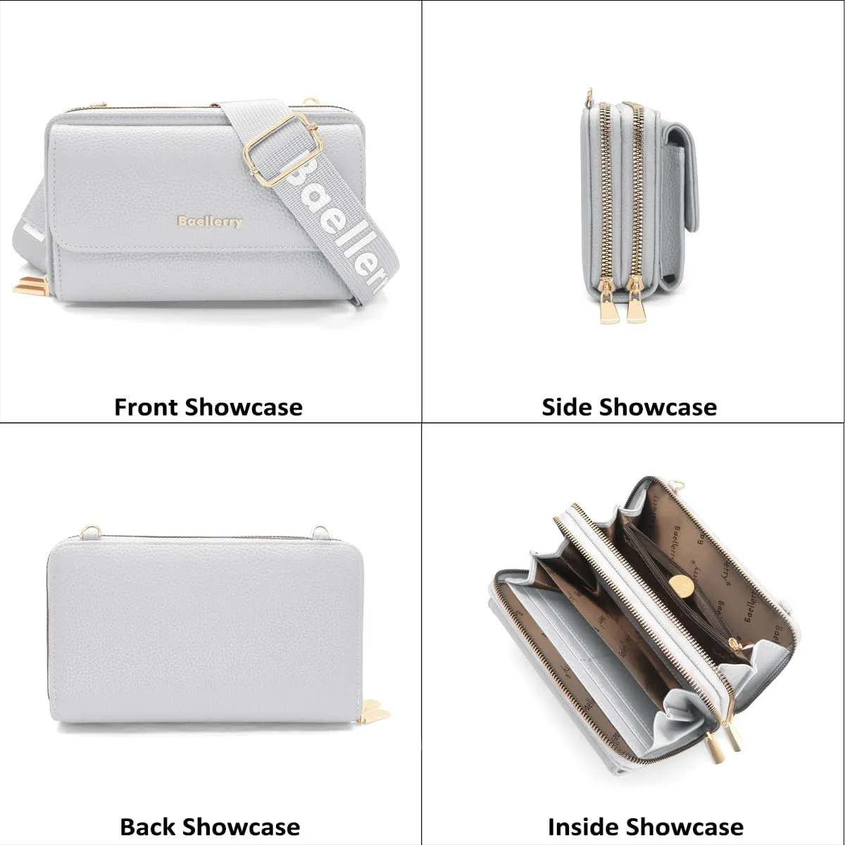 Crossbody Bag for Women Small Shoulder Handbag Leather Cell Phone Purse Wristlet Clutch Wallet with Card Slots