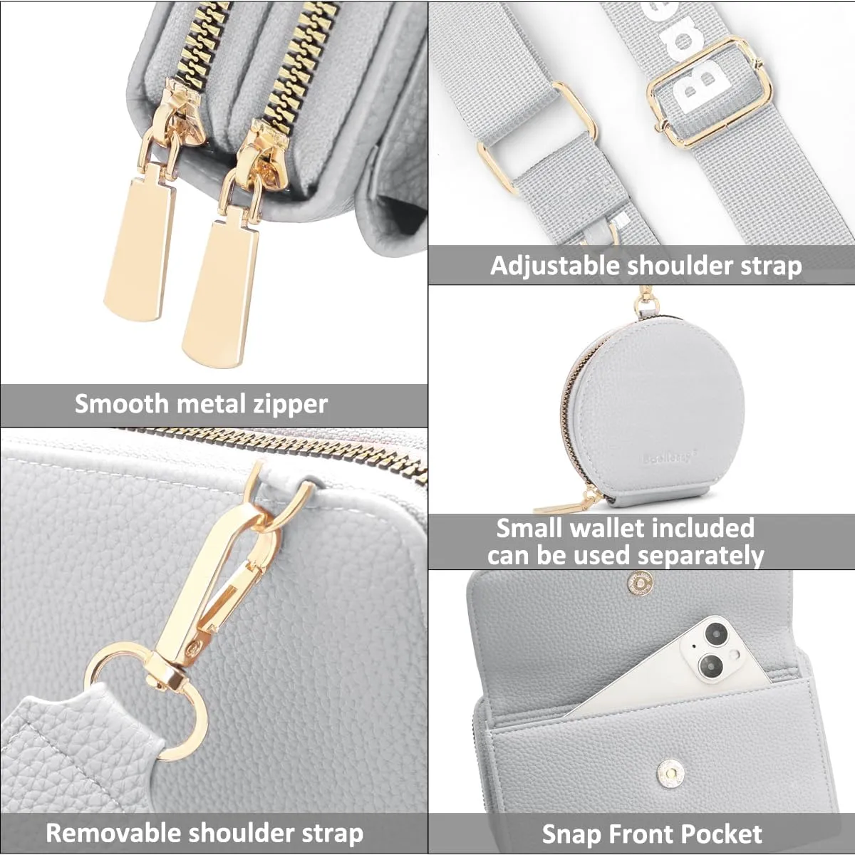 Crossbody Bag for Women Small Shoulder Handbag Leather Cell Phone Purse Wristlet Clutch Wallet with Card Slots