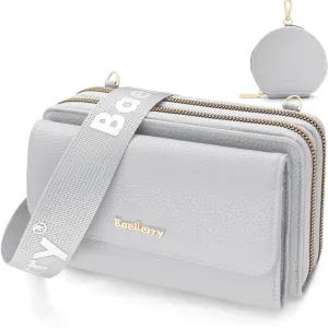 Crossbody Bag for Women Small Shoulder Handbag Leather Cell Phone Purse Wristlet Clutch Wallet with Card Slots