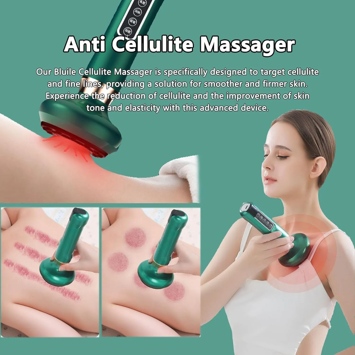Curverevive Cellulite Relief Kit, Curve Revive Anti Cellulite Massager, Curverevive Anti Cellulites Body Sculpting Machine, 12 Speed Suction Handheld Remover for Legs, Belly, Arms, Butt (Green)