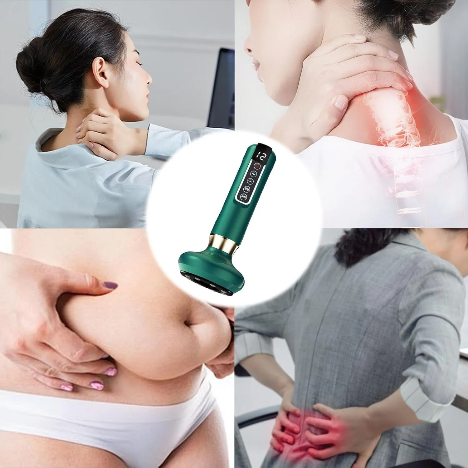 Curverevive Cellulite Relief Kit, Curve Revive Anti Cellulite Massager, Curverevive Anti Cellulites Body Sculpting Machine, 12 Speed Suction Handheld Remover for Legs, Belly, Arms, Butt (Green)
