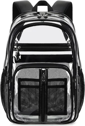 Cusangel 18in Clear TPU Backpack– heavy Duty See through XL H18''xW13''xD8 Plastic Big Transparent bookbag for sport event,School,Stadium events & Work Backpacks