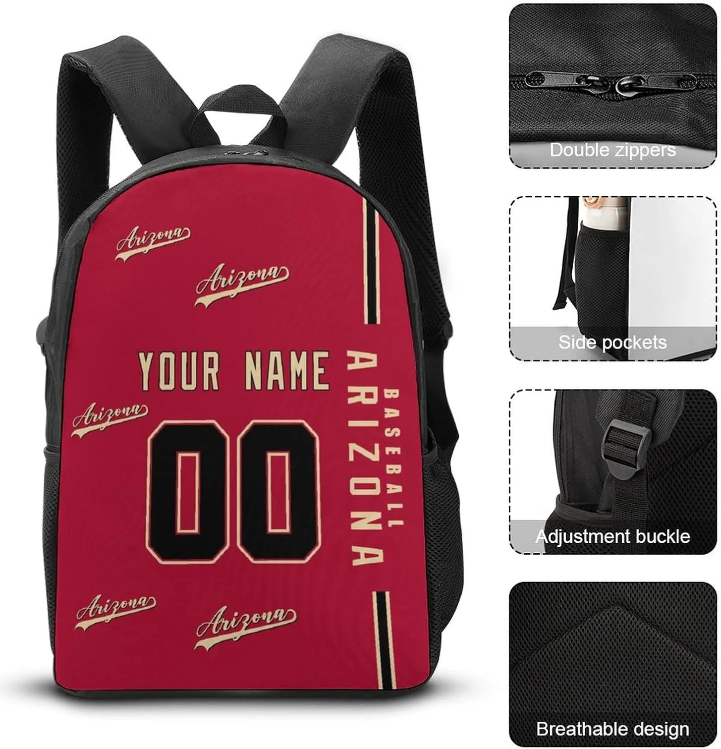 Custom Arizona Backpack Laptop Bag Bookbag Travel Bag Personalized Name Number Fans Gifts for Men Women