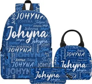 Custom Backpack 3 Sets with Name, Personalized Name School Bag Sets for Boys Girls Men Women, Customized Laptop Backpacks Sets with Adjustable Shoulder Strap for School Work Travel Camping