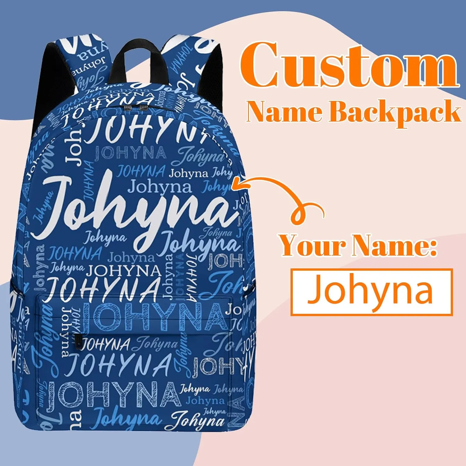 Custom Backpack 3 Sets with Name, Personalized Name School Bag Sets for Boys Girls Men Women, Customized Laptop Backpacks Sets with Adjustable Shoulder Strap for School Work Travel Camping