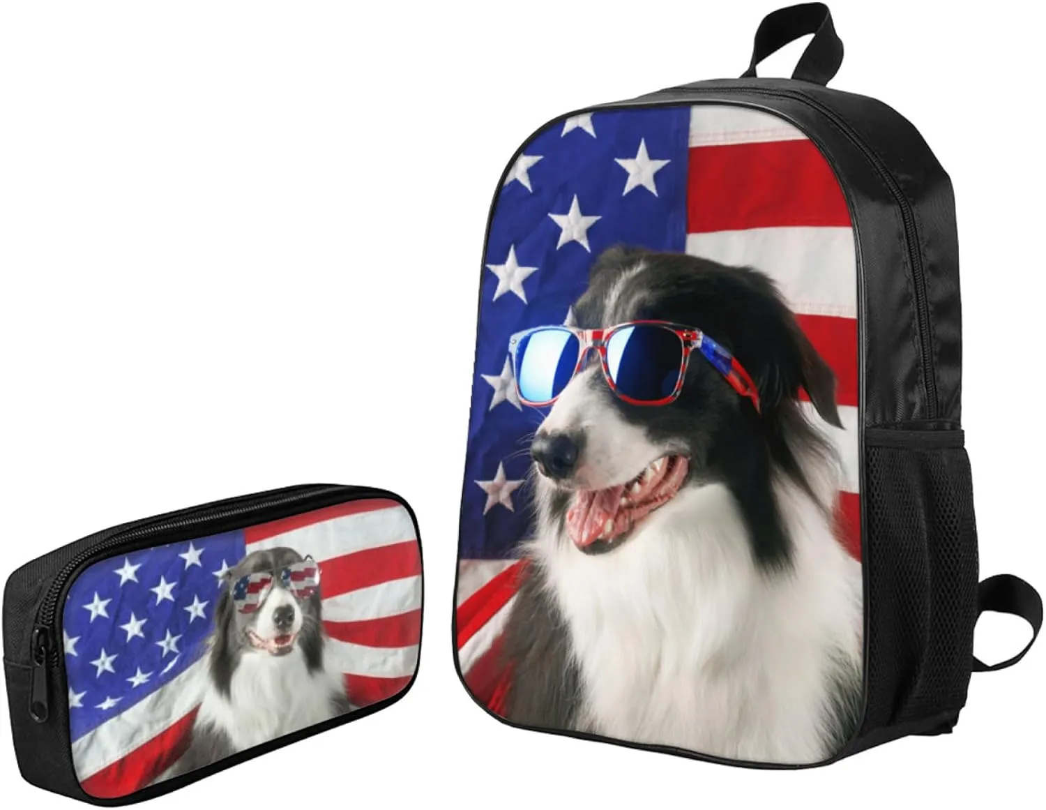 Custom Backpack and Pencil Case Set Personalized 17Inch School Backpack and Pencil Box Add Your Own Photo Text Logo, Customized School Bookbag with Pencil Pouch for Boys Girls