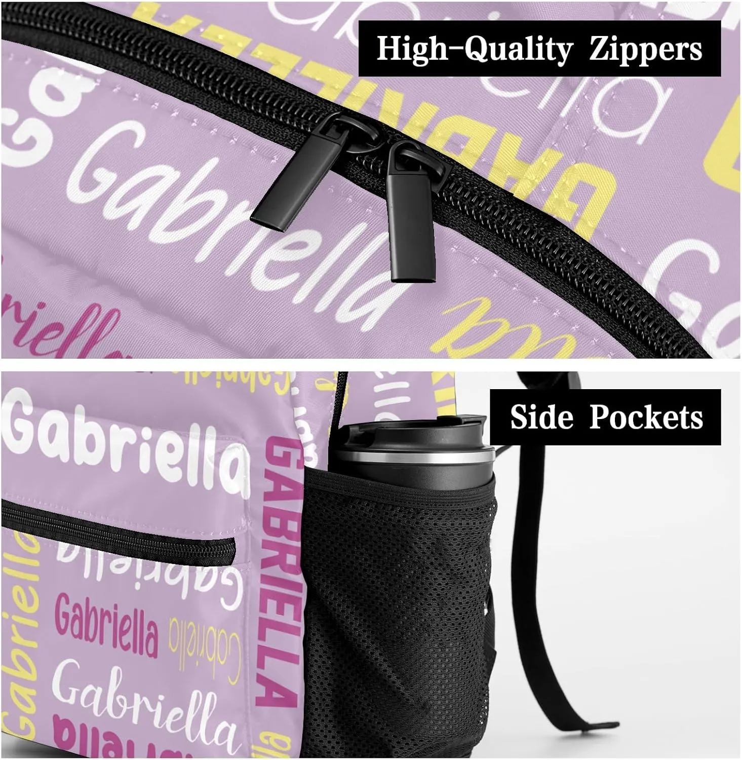 Custom Backpack Personalized Bookbag with Name for Elementary Girls Boys, Waterproof Customize School Book Bag, Unique Back Pack Customized Gift for Kids Back to School, 1 Pack