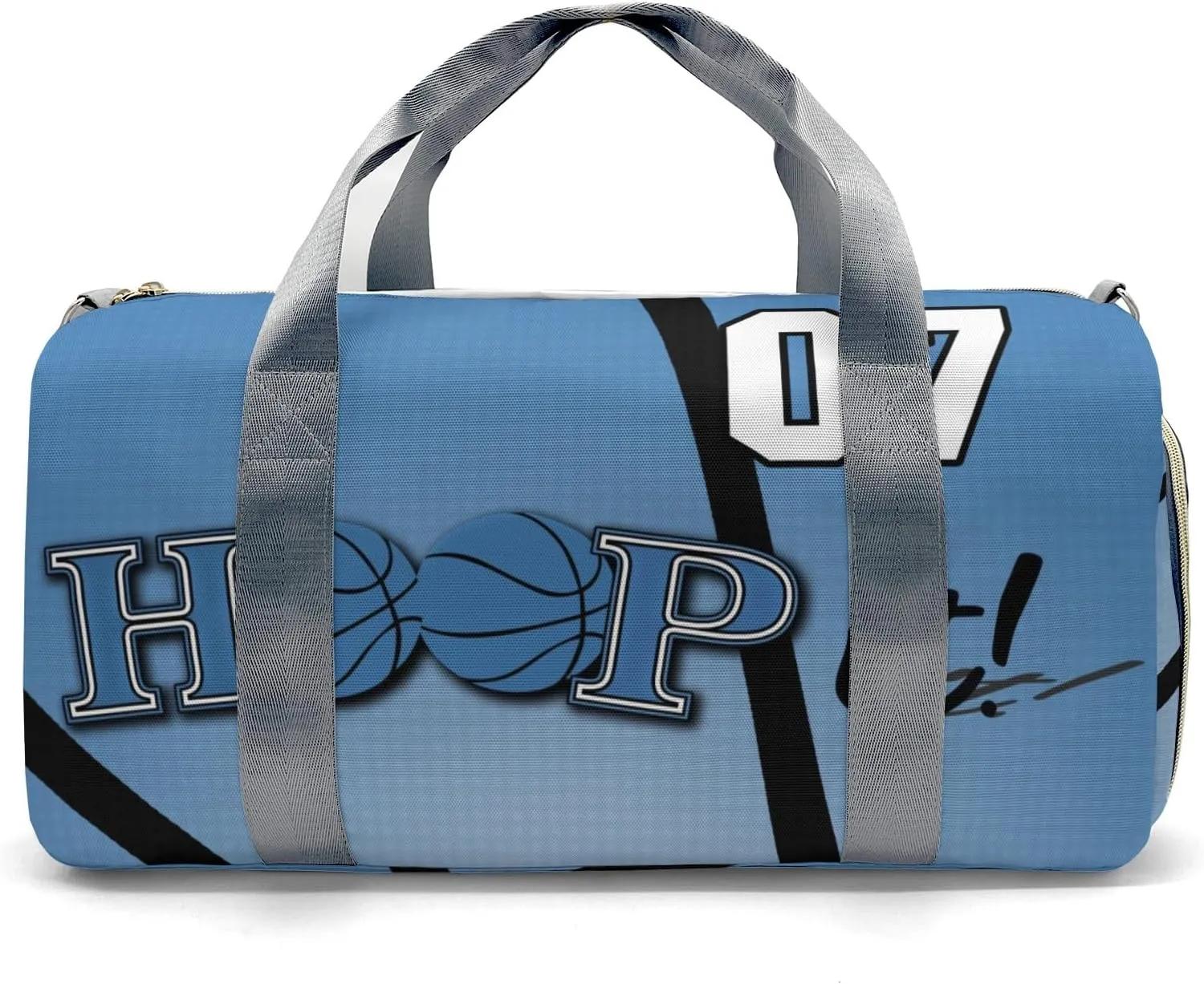 Custom Duffel Bag Sports Hoop it Basketball Navy Gym Bag Personalized Gift for Travel