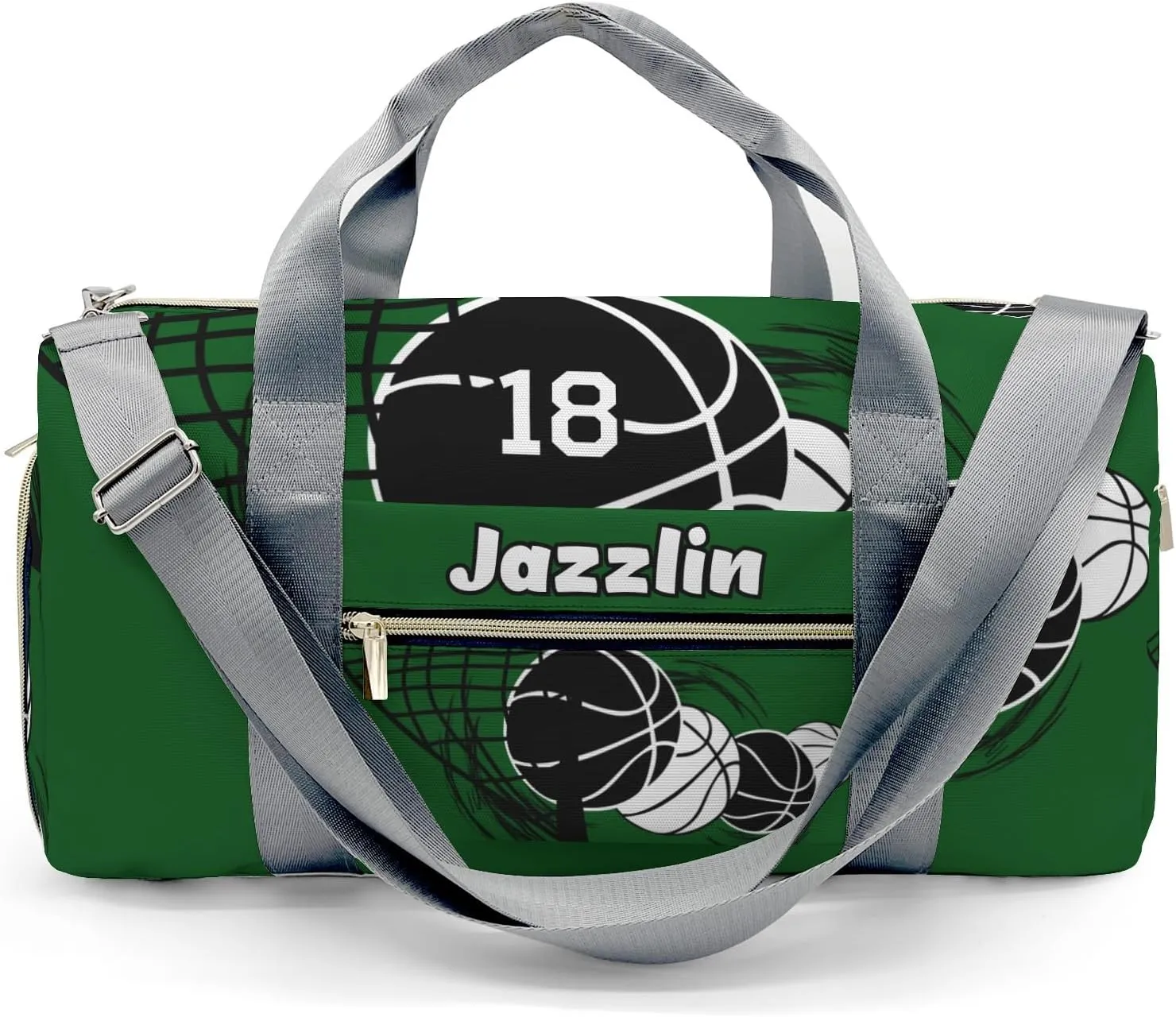 Custom Duffel Overnight Travel Bag for Sports Workout Girls Boys,Basketball Forest Personalized Duffle Bag Gifts