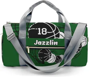 Custom Duffel Overnight Travel Bag for Sports Workout Girls Boys,Basketball Forest Personalized Duffle Bag Gifts