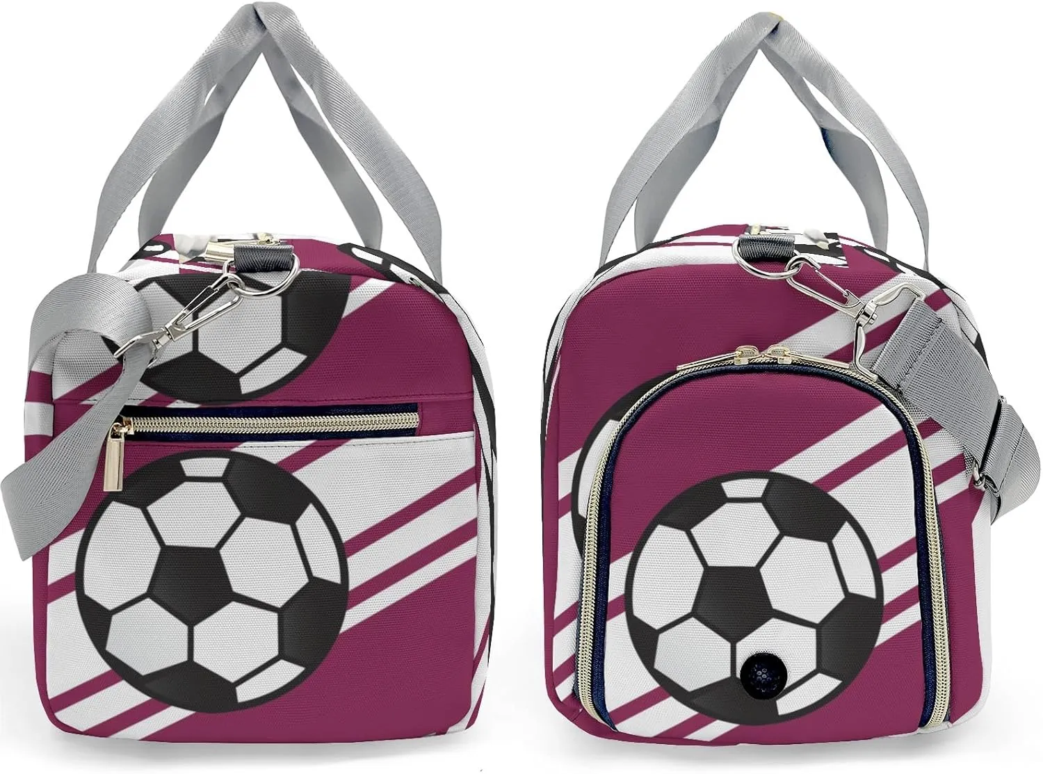 Custom Duffel Overnight Travel Bag for Sports Workout Girls Boys,Sport Soccer Player Number Plum Red Personalized Duffle Bag Gifts
